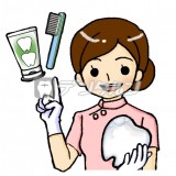 歯磨きを指導する女性医師 歯科医師 byきのこむし夢子