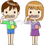 歯磨きをする男の子＆女の子 子供 by mocaco