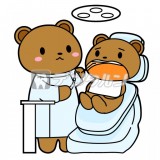 診察する熊先生と熊の子供 動物 治療 byきなこ杏