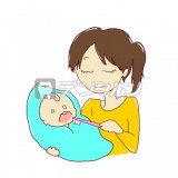 赤ちゃんに歯磨きをする母親 by桜子