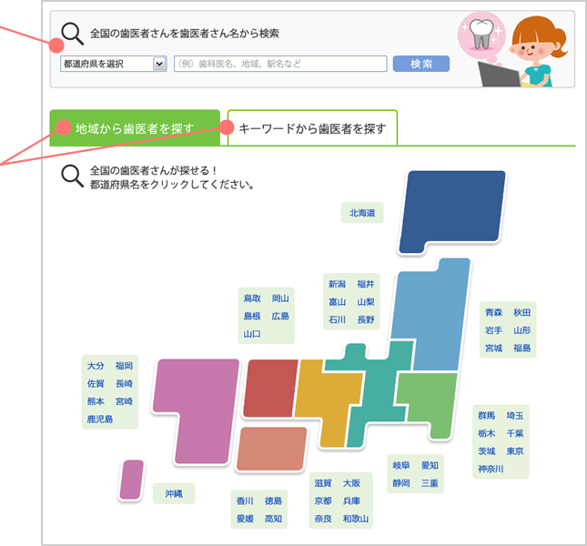 歯医者を探す、お問い合わせをする